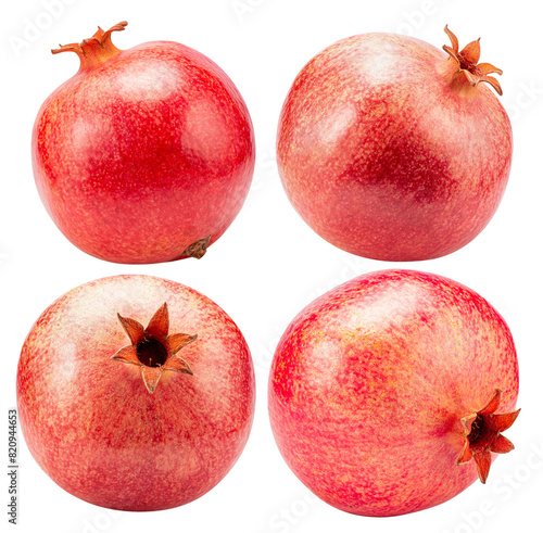 set of pomegranates isolated on a white background. Clipping path