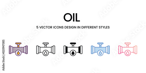 Oil Icons different style vector stock illustration
