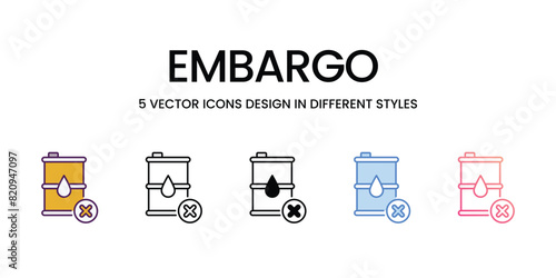 Embargo Icons different style vector stock illustration