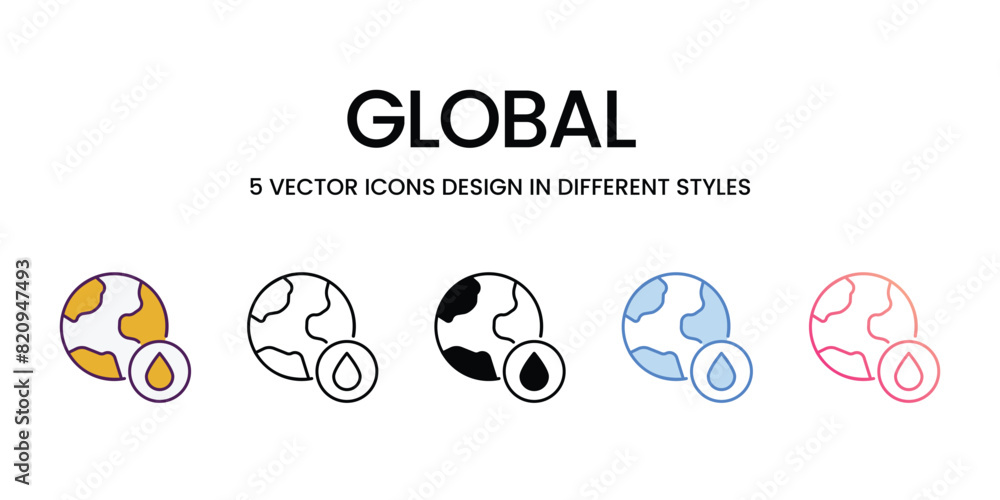 Global Icons different style vector stock illustration Global Icons different style vector stock illustration