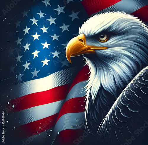 American eagle with American flag design for USA freedom day