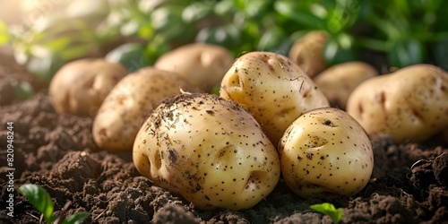 New potatoes freshly harvested with earthy skin perfect for a comforting meal. Concept Potato Harvest, Farm Fresh, Comfort Food, Root Vegetables, Home Cooking