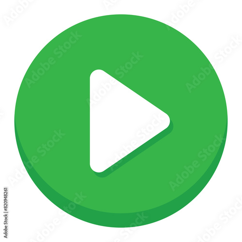 Play sign green button. Green play button Vector illustration isolated on a white background. Media, web and play symbol logo design, Digital Video Logo Design Template.