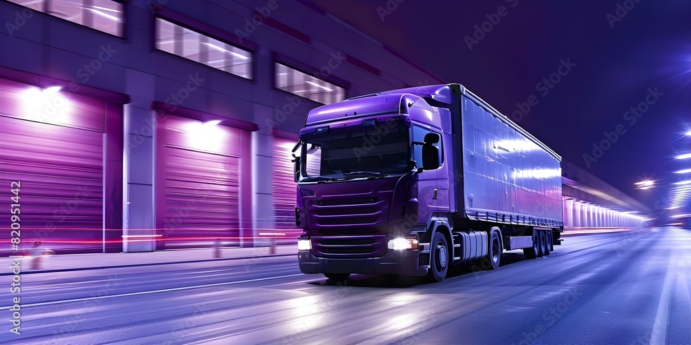 Efficient logistics center for fast commercial cargo truck transportation and delivery services. Concept Cargo Truck Transportation, Efficient Logistics, Delivery Services, Commercial Shipping