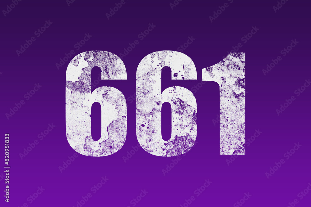 flat white grunge number of 661 on purple background. flat white grunge number of 661 on purple background.