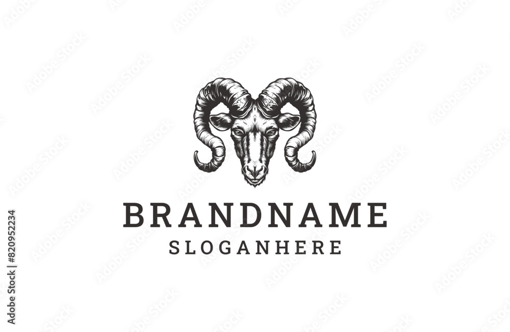 Fototapeta premium Head goat logo template vector illustration design
