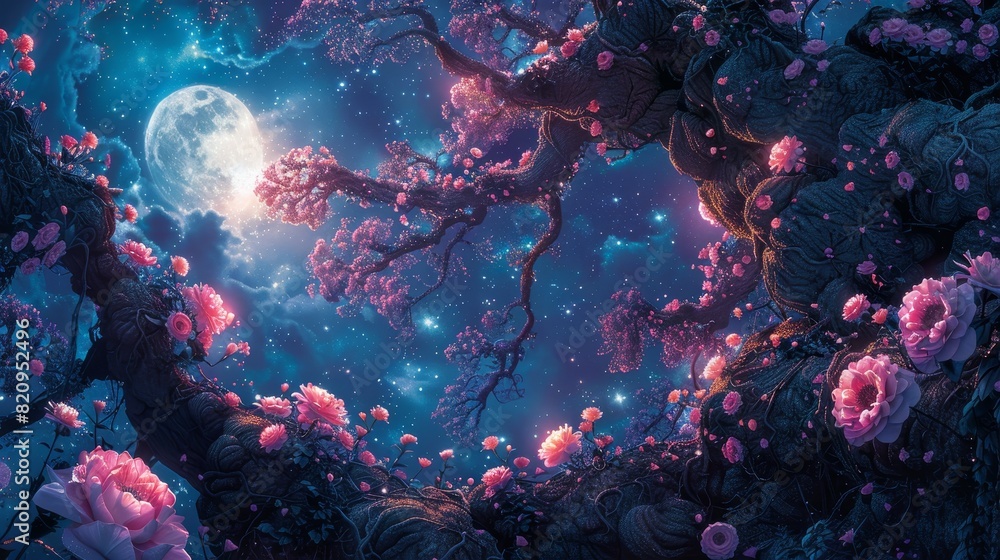 Design a surreal high-angle view of a cryptocurrency garden Design a surreal high-angle view of a cryptocurrency garden