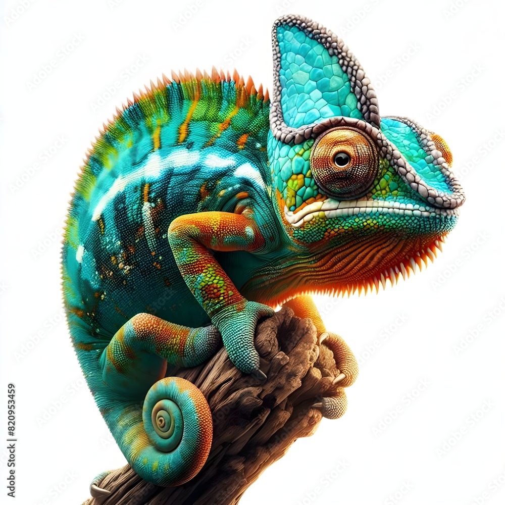 Fototapeta premium chameleon on a white background