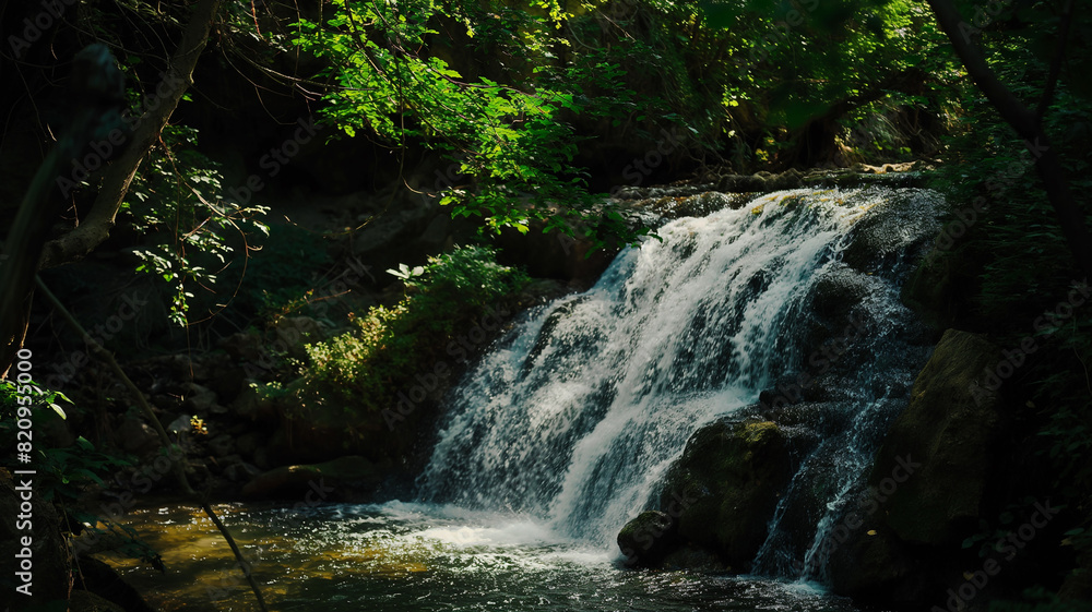 Fototapeta premium Photography of the Waterfall On Lush. Nature photography.