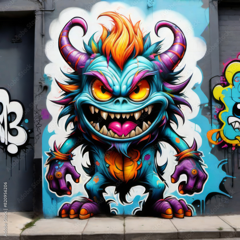 Obraz premium Abstraktes buntes Monster, Graffiti Art