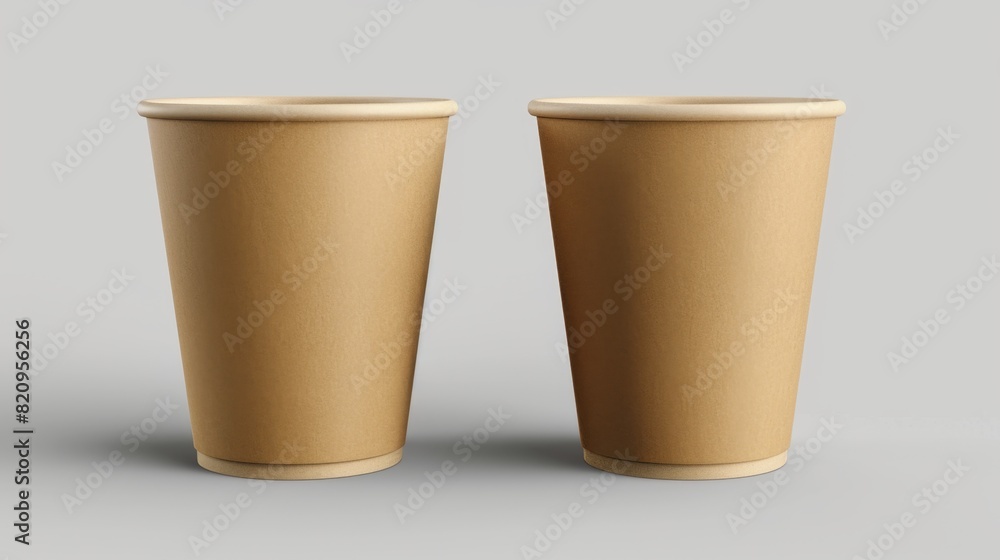 Mockup blank paper brown cup for coffee or tea take away disposable isolated background Mockup blank paper brown cup for coffee or tea take away disposable isolated background