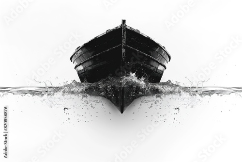 Simplified outline of a ship's hull cutting through water