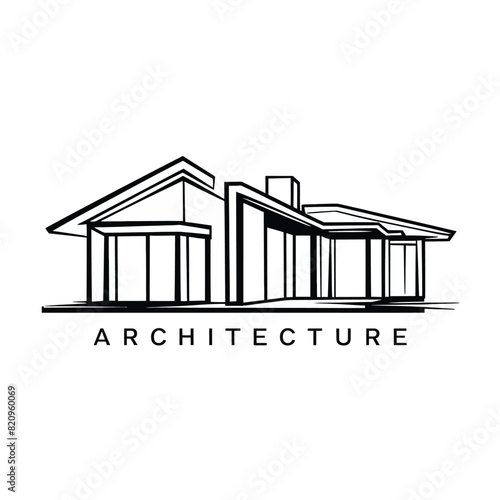A line art icon logo of a modern house or home
