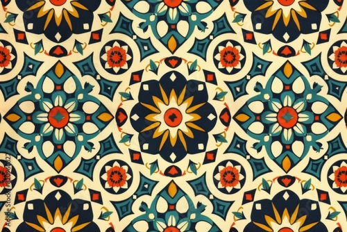 Seamless islamic pattern traditional arabic on ceramic tile on wall photo