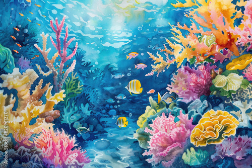 Underwater scene of coral life