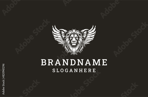 Lion wings logo template vector illustration design