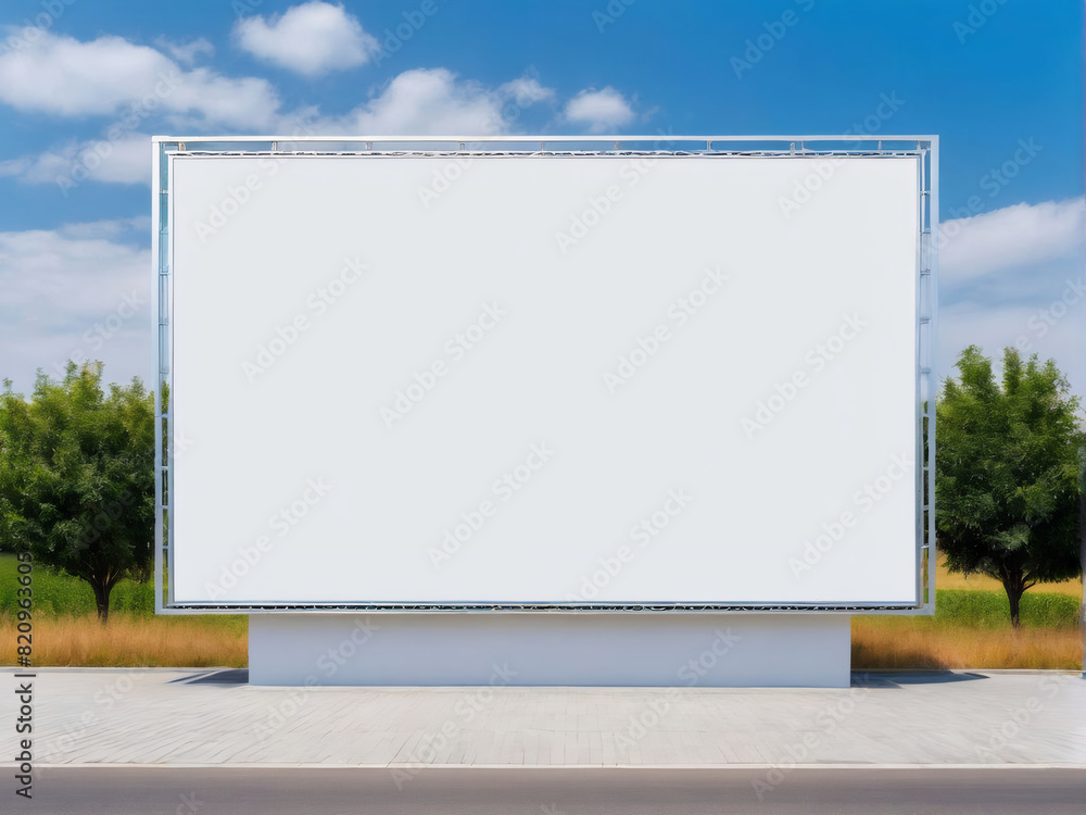 Fototapeta premium Blank big billboard against blue sky background.
