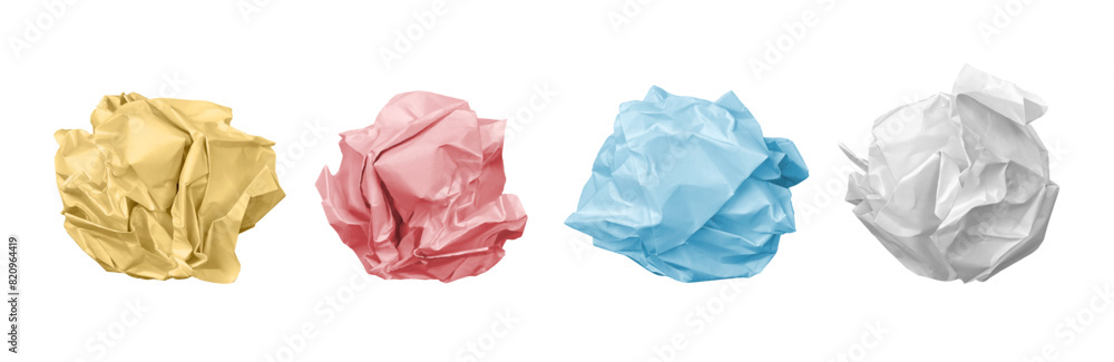 Garbage paper idea notes trash, isolated set of realistic crumpled balls. Vector failure or mistake on sheet, crinkled page or used bag, wastepaper sorted for recycling, rumpled texture Garbage paper idea notes trash, isolated set of realistic crumpled balls. Vector failure or mistake on sheet, crinkled page or used bag, wastepaper sorted for recycling, rumpled texture