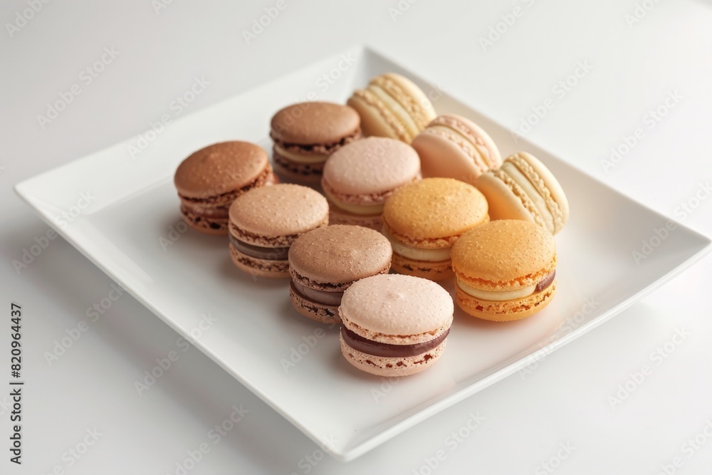 Variety of Flavored Macarons on a Simple and Elegant Plate Variety of Flavored Macarons on a Simple and Elegant Plate