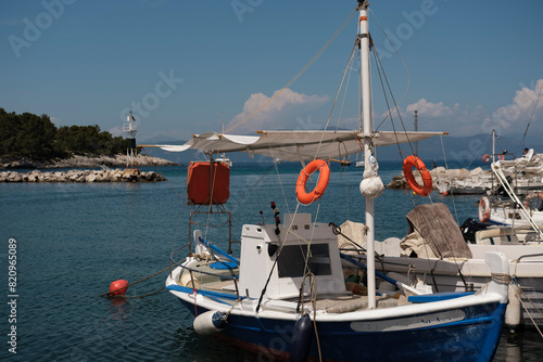 greek fishing boat kaiki at berth in Paxoi photo
