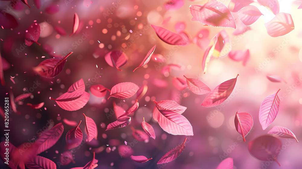 Flying leaves effect with mild sunbeam in 3d illustration vector Flying leaves effect with mild sunbeam in 3d illustration vector