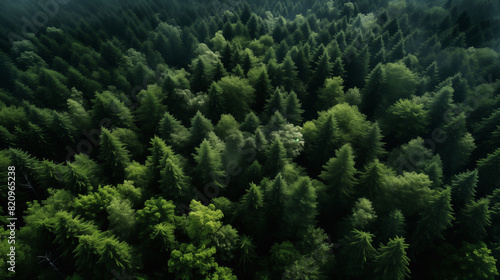 Forest from above dense green lush coniferous forest 16:9