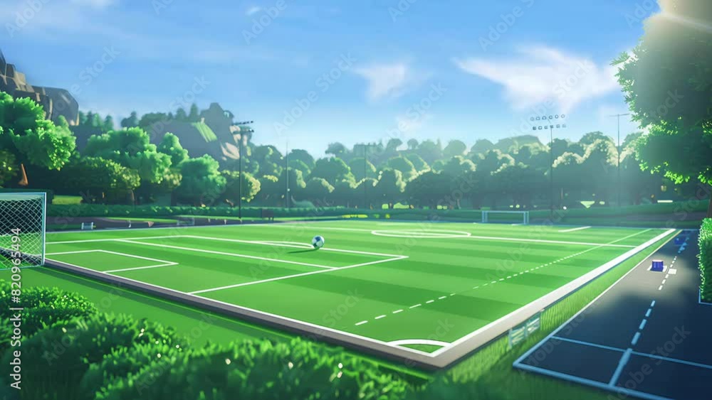 timeplapse of an animated cartoon style football field timeplapse of an animated cartoon style football field