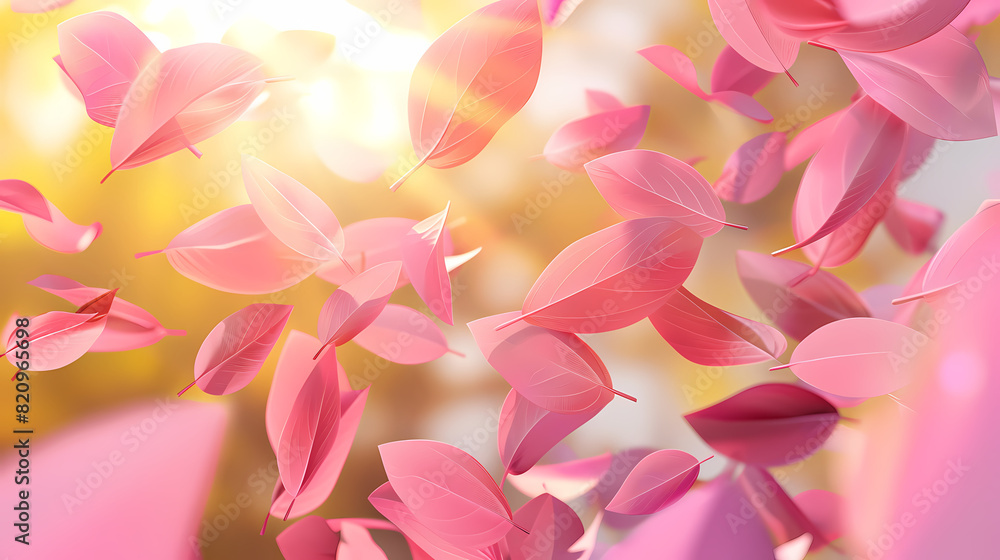 Flying leaves effect with mild sunbeam in 3d illustration vector Flying leaves effect with mild sunbeam in 3d illustration vector