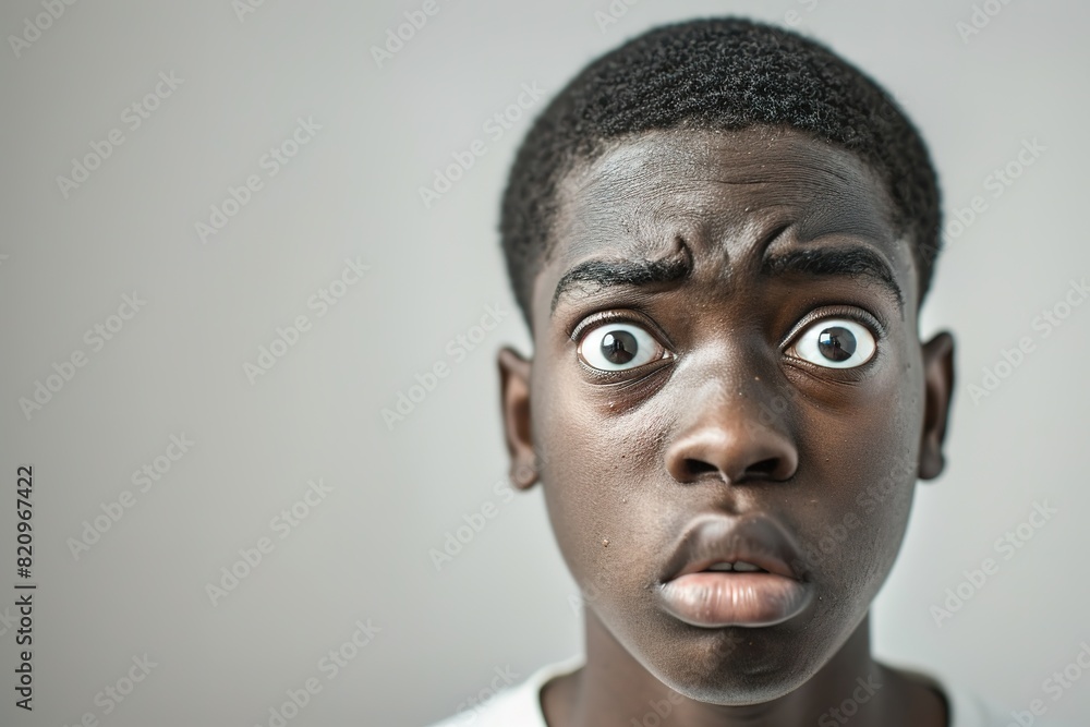 Shocked young black male with wide eyes and raised eyebrows. Shocked young black male with wide eyes and raised eyebrows.