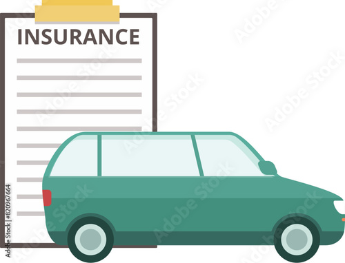 Detailed illustration of car insurance policy vector document with auto protection coverage and safety concept for vehicle security and risk management