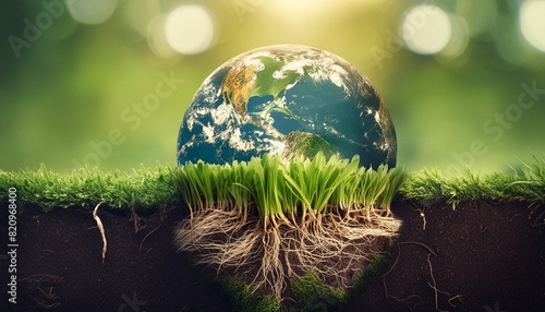 grass earth and roots green grass with earth crosscut photo