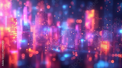 Wallpaper Mural A vibrant cityscape filled with dazzling lights, portraying a dynamic and bustling urban environment at night Torontodigital.ca