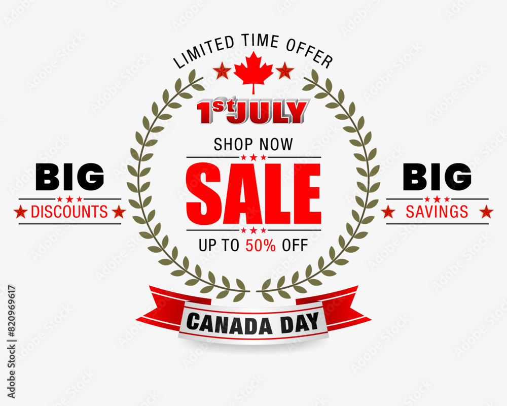 Holiday design, background with 3D texts, maple leaf for Canada National day celebration, sales and commercial events; Vector illustration.
Holiday design, background with 3D texts, maple leaf for Canada National day celebration, sales and commercial events; Vector illustration.