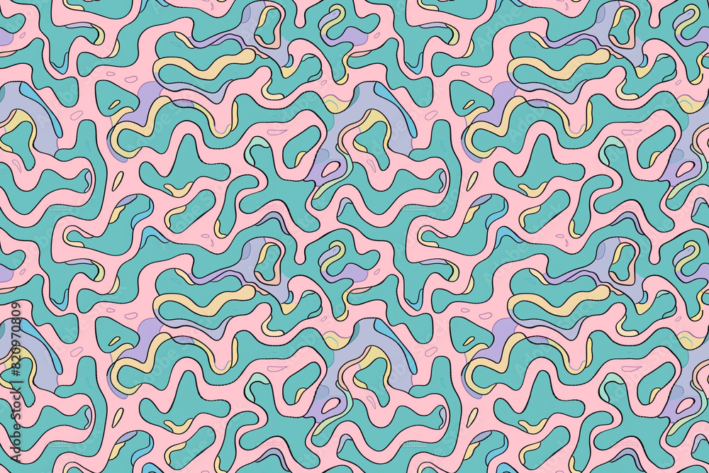 A colorful, abstract pattern with pink and green swirls A colorful, abstract pattern with pink and green swirls