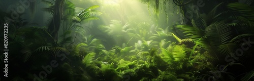 green jungle with sunlight