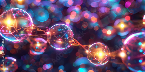 The Ethereal Data Dance: A network of glowing orbs, intricately weaving in cyberspace