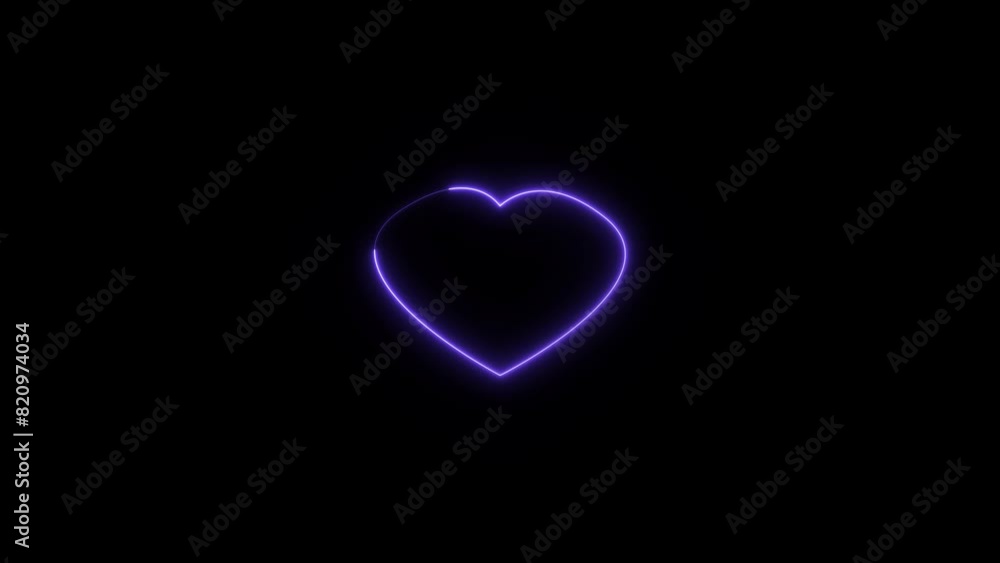 Heart shape Valentine's Day love card neon glowing blue color animation. Black background 4k video. Heart shape Valentine's Day love card neon glowing blue color animation. Black background 4k video.