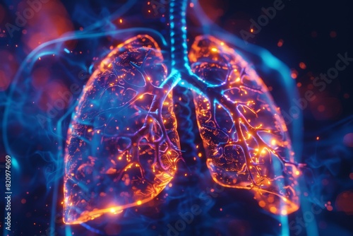 lung isolated on neon. generative ai