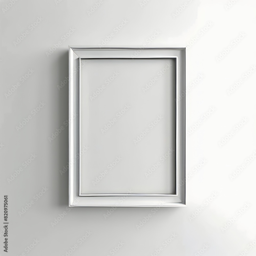 Empty white frame resting against a clean wall in bright interior Empty white frame resting against a clean wall in bright interior