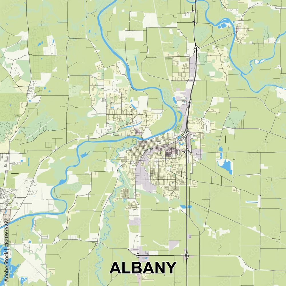 Fototapeta premium Albany, Oregon, USA map poster art