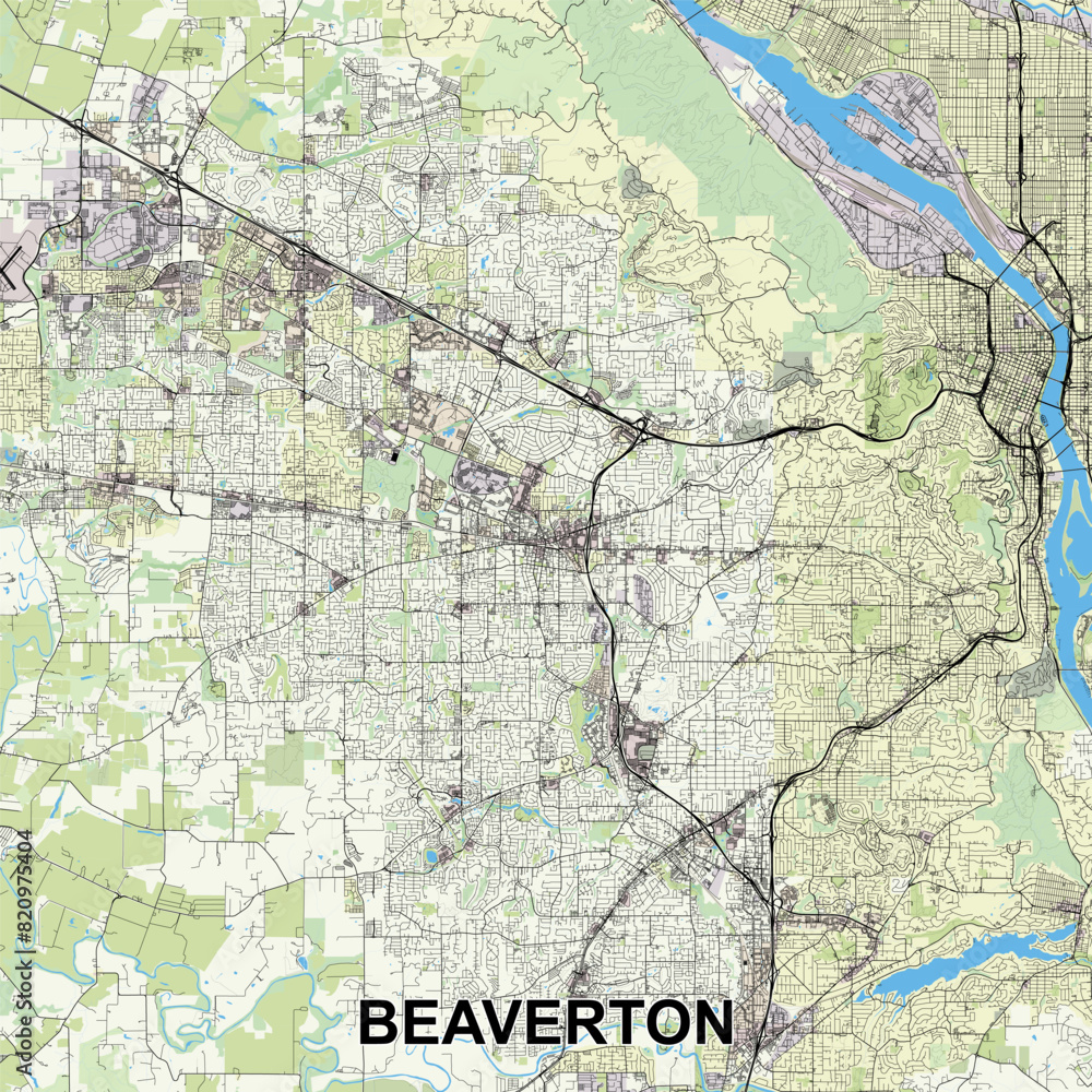 Obraz premium Beaverton, Oregon, USA map poster art