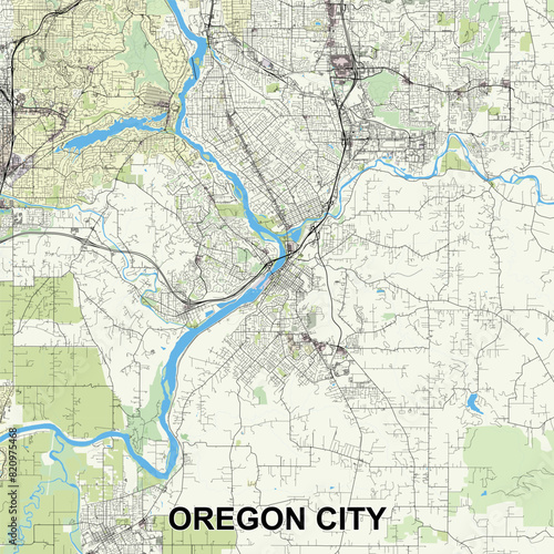 Oregon City  Oregon  USA map poster art