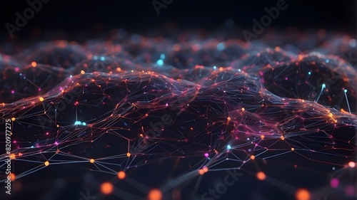 background of abstract technologies. links in a network using lines and points. future wireframe of an AI tech network. vast data sets. 4K animation