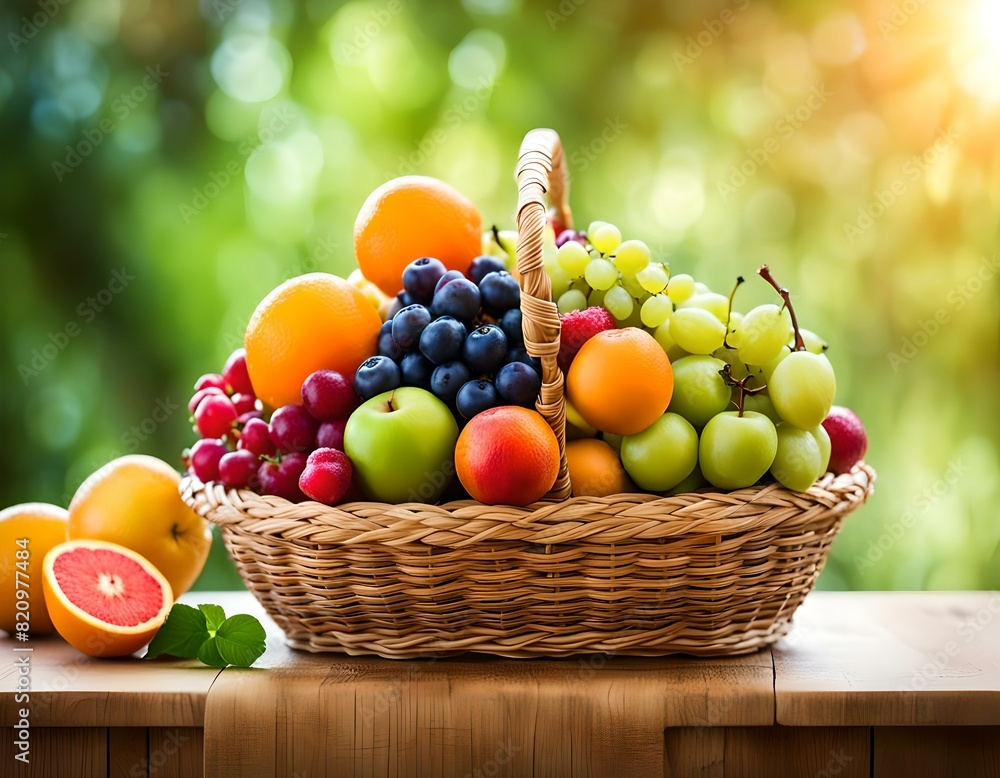 Basket of various fruits, commercial photo for marketing use Basket of various fruits, commercial photo for marketing use