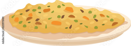 Vector illustration of a flavorful vegetable pilaf dish, perfect for recipe visuals and food content