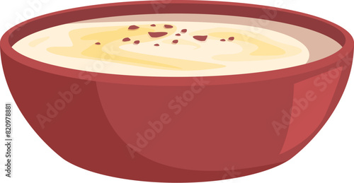 Vector illustration of a bowl of creamy soup garnished with seeds