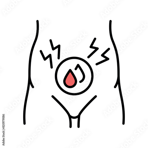 Menstruation pain line black icon. Sign for web page, mobile app, button, logo. Vector isolated button.
