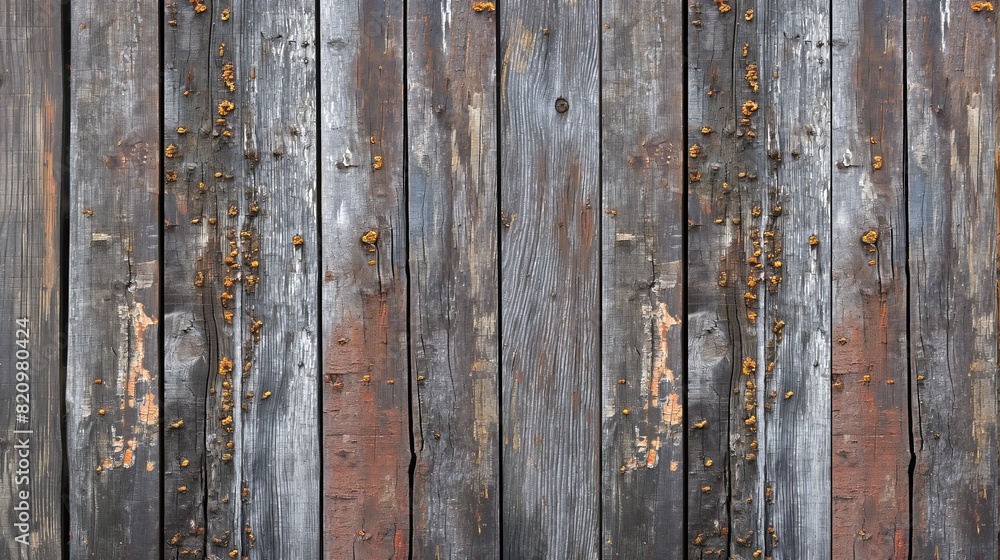Weathered wooden planks with peeling paint and rustic textures, evoking an antique and aged look Weathered wooden planks with peeling paint and rustic textures, evoking an antique and aged look
