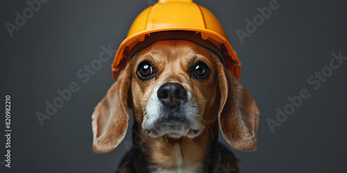 Dog with Construction Worker Hat: Adorable Labour Concept