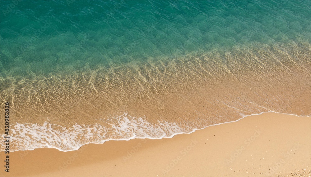 beautiful abstract sand beach from above with water and sand texture in sunshine clean and pure empty nature background with copy space for your advertising and product presentation